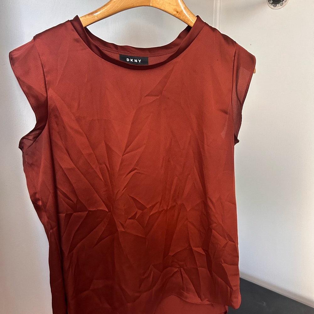 DKNY Red Sleeveless Blouse